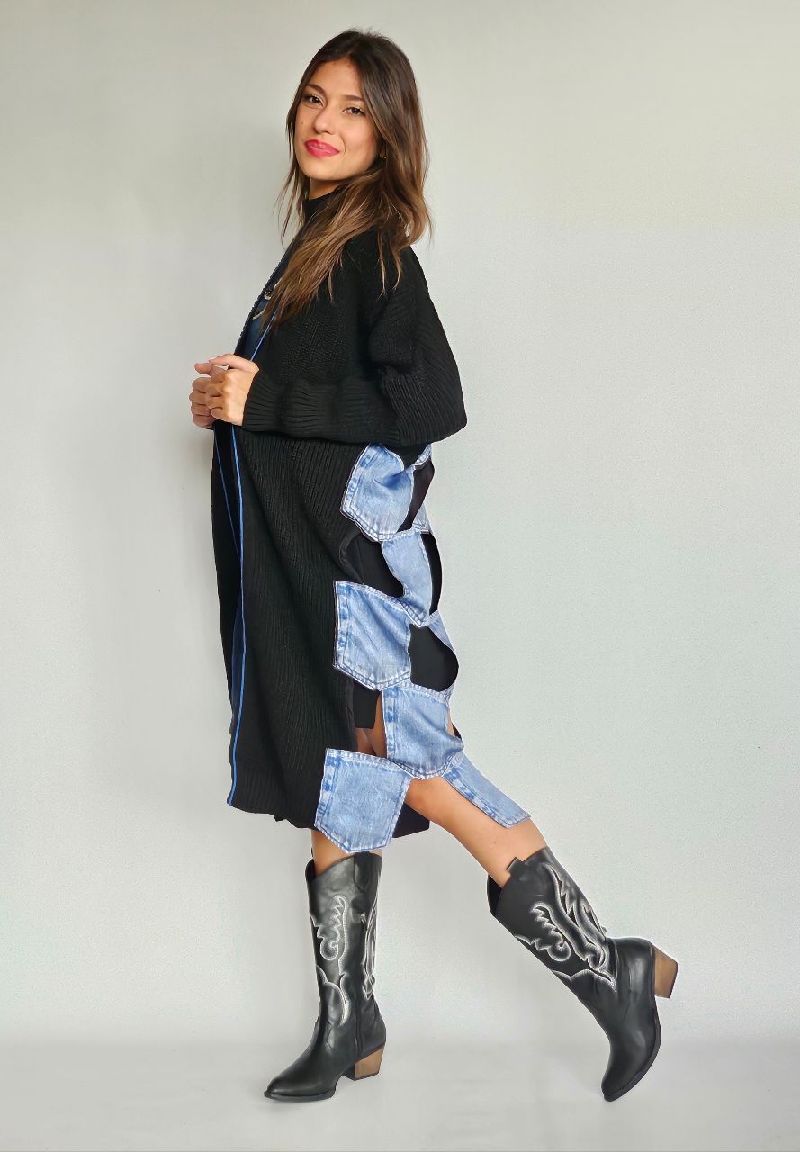 Wool Jacket with Denim Patchesindex