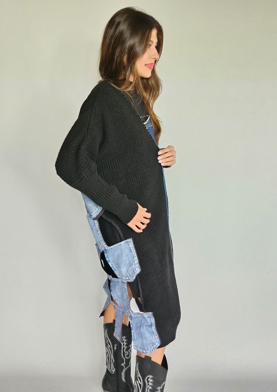 Wool Jacket with Denim Patchesindex